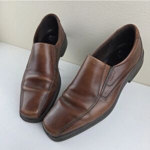 Ecco New Jersey‎ Brown Leather Loafers Dress Shoes Mens EU 45 US 11